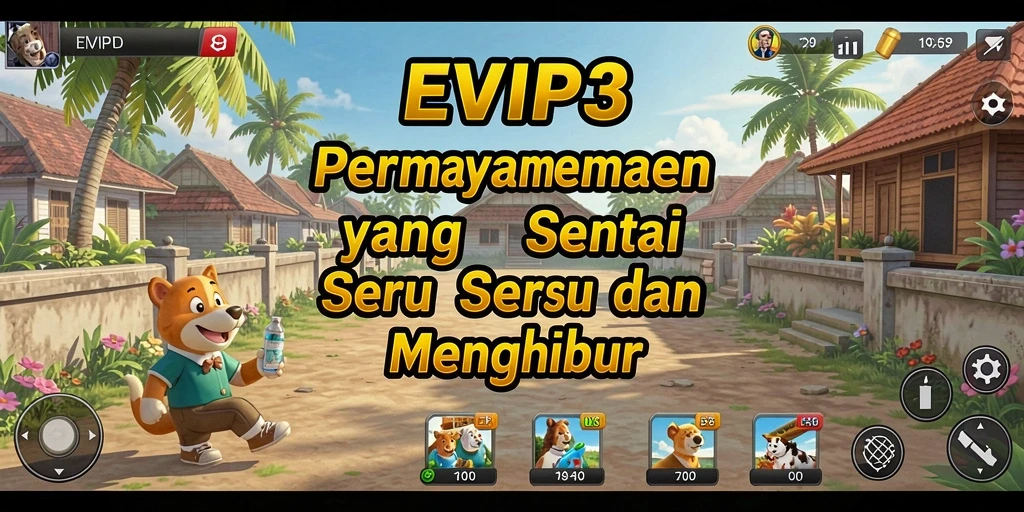 Screenshot EVIP3 menunjukkan tampilan permainan yang mengasyikkan dan penuh warna.