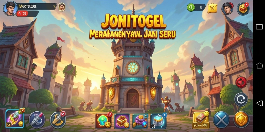 Tampilan gameplay JONITOGEL yang mendebarkan dalam pertahanan menara.