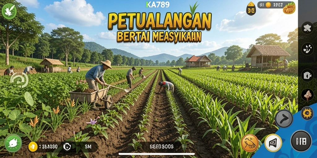 Tangkapan layar gameplay KA789 dengan aktivitas bertani yang seru.