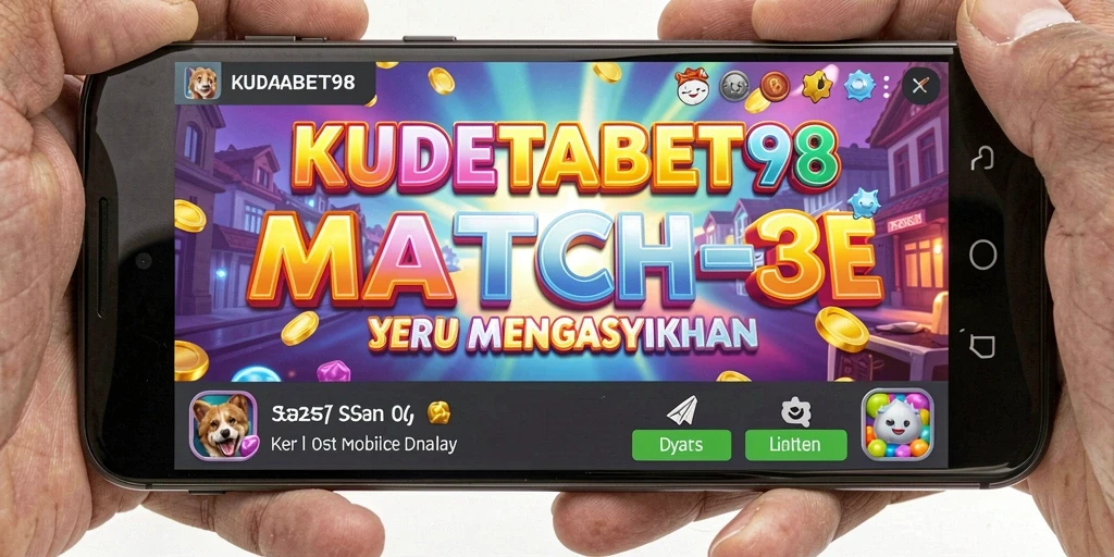 Tangkapan layar gameplay KUDETABET98 menampilkan level Match-3 yang penuh warna.