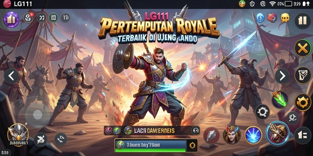 Screenshot gameplay LG111 dengan aksi pertempuran intens.
