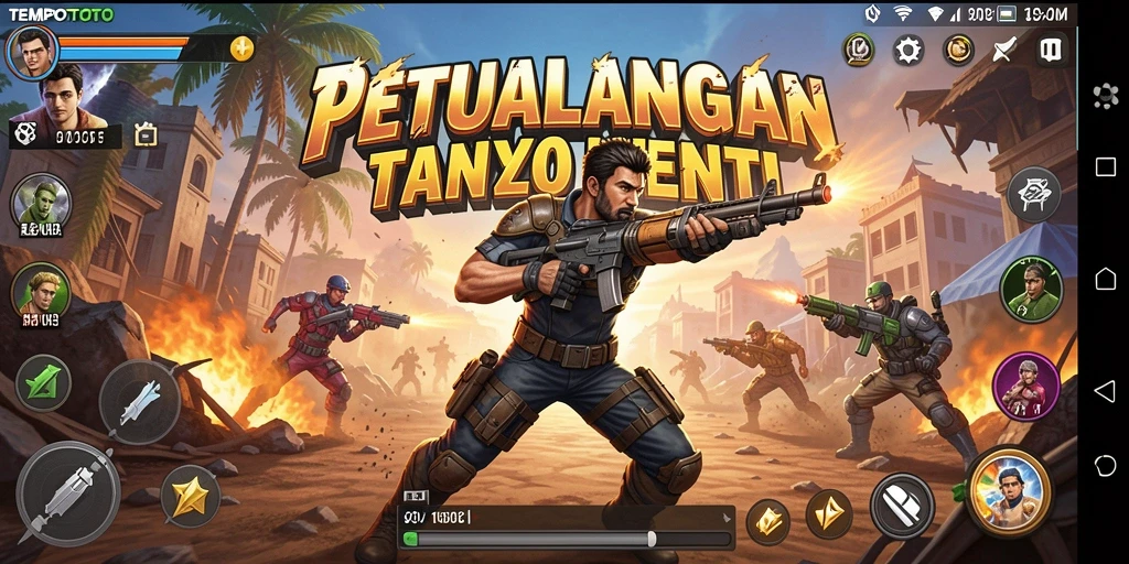 Tangkapan layar menunjukkan pertempuran seru dalam TEMPOTOTO dengan efek visual yang mengesankan.
